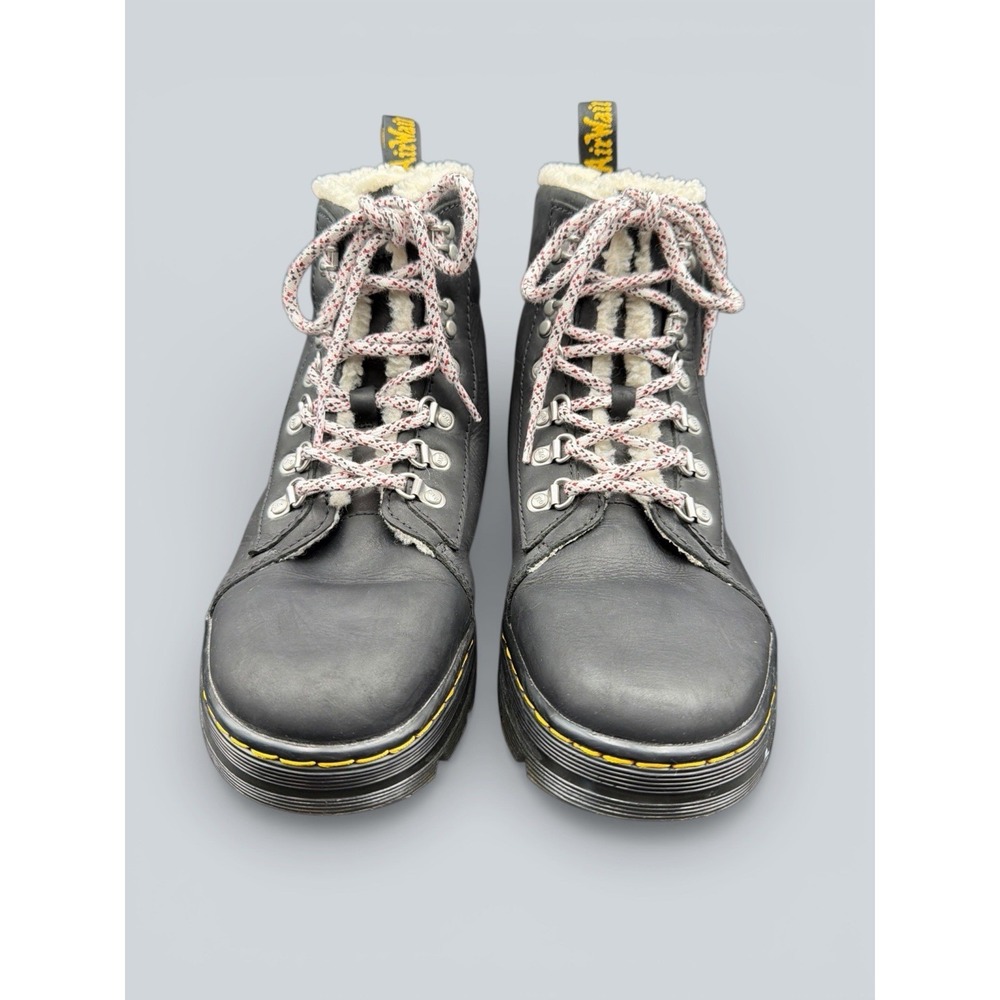 Dr. Martens Combs Black Wyoming Faux Shearling Lined Casual Boots Moto Combat 9 - Picture 2 of 11